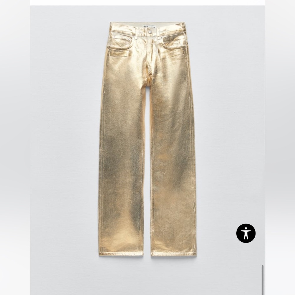 NWT Zara Mid-Rise Boyfriend Jeans in Gold